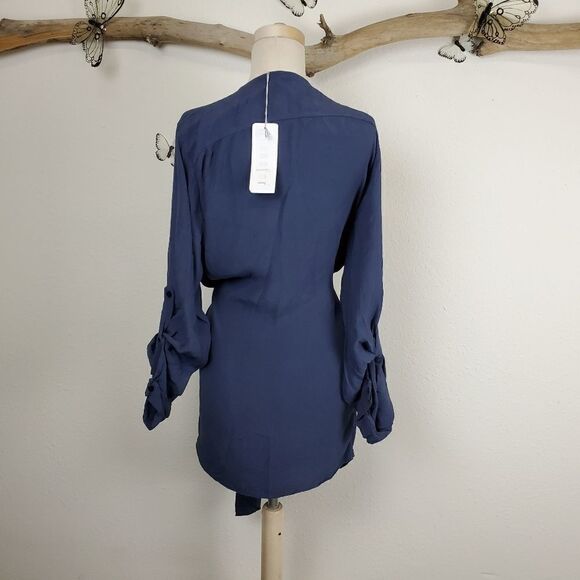 Transfer belted cotton cardigan jacket blue - Picture 6 of 8